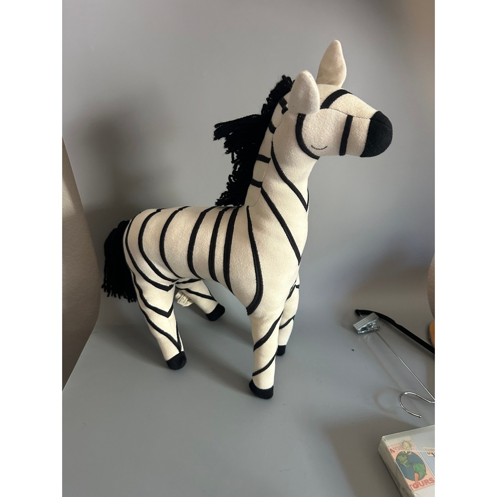 Meri Meri Organic Cotton Zebra Plush Knitted Stuffed Animal Toy 19 Inch